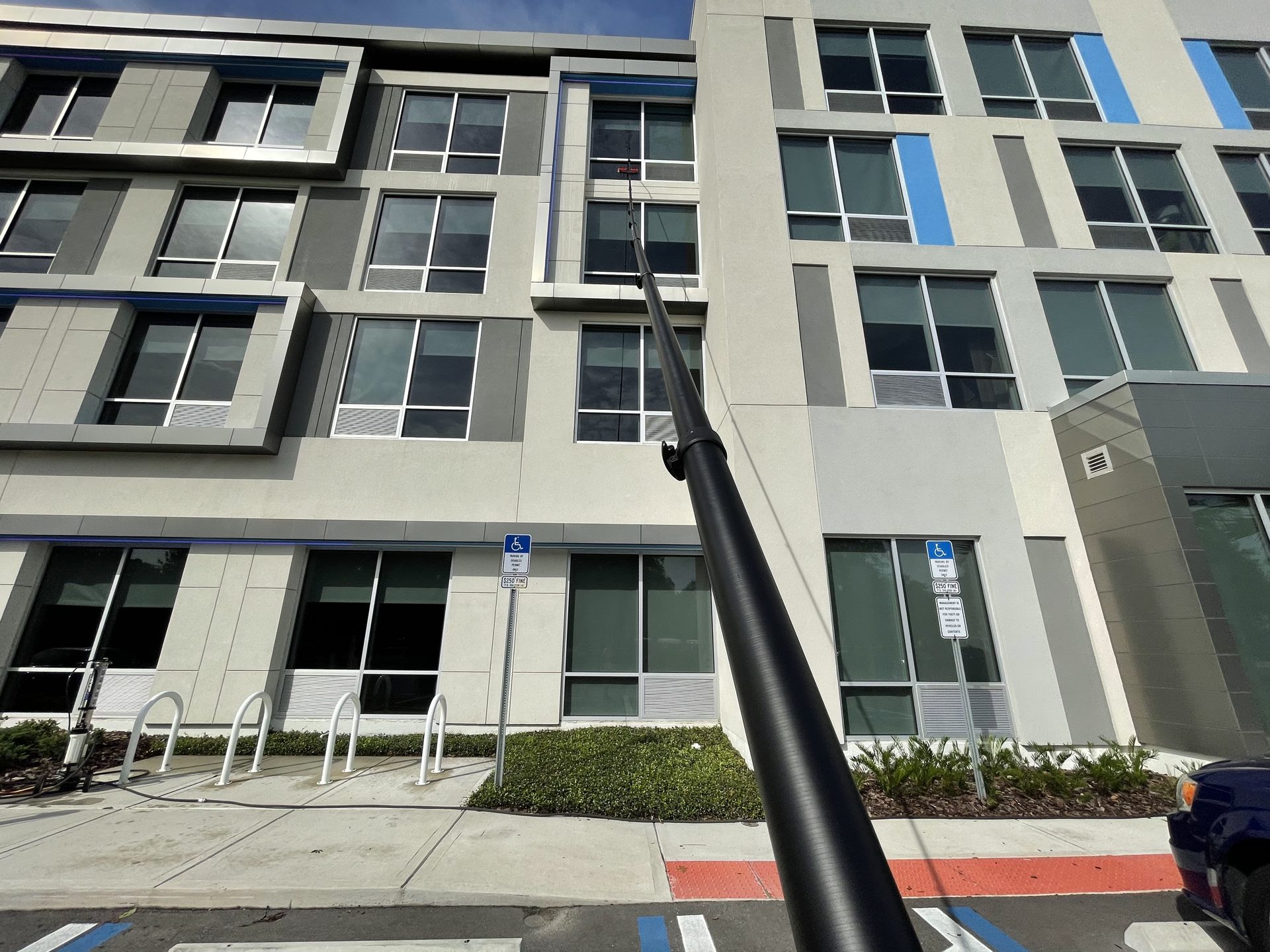 Four story building cleaned from the ground