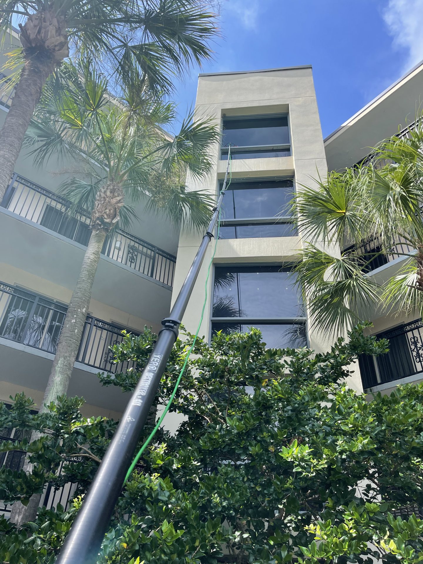 Condo building third floor pole cleaning