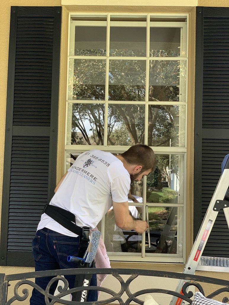 French windows cleaned to a shine